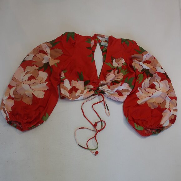 Womens Farm Rio Red Floral Crop Top XS - Picture 1 of 6